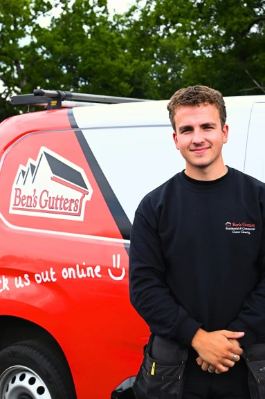 our gutter cleaner in Kent standing by company vehicle
